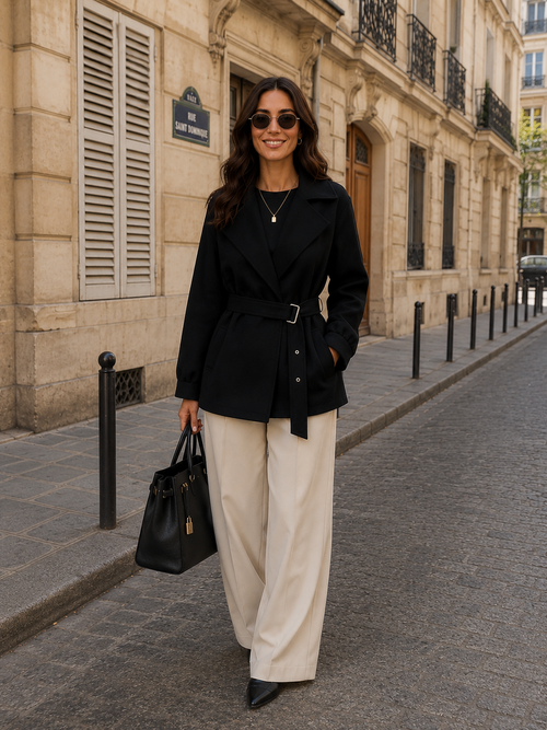 Aurora Trench Coat buttonless with belt