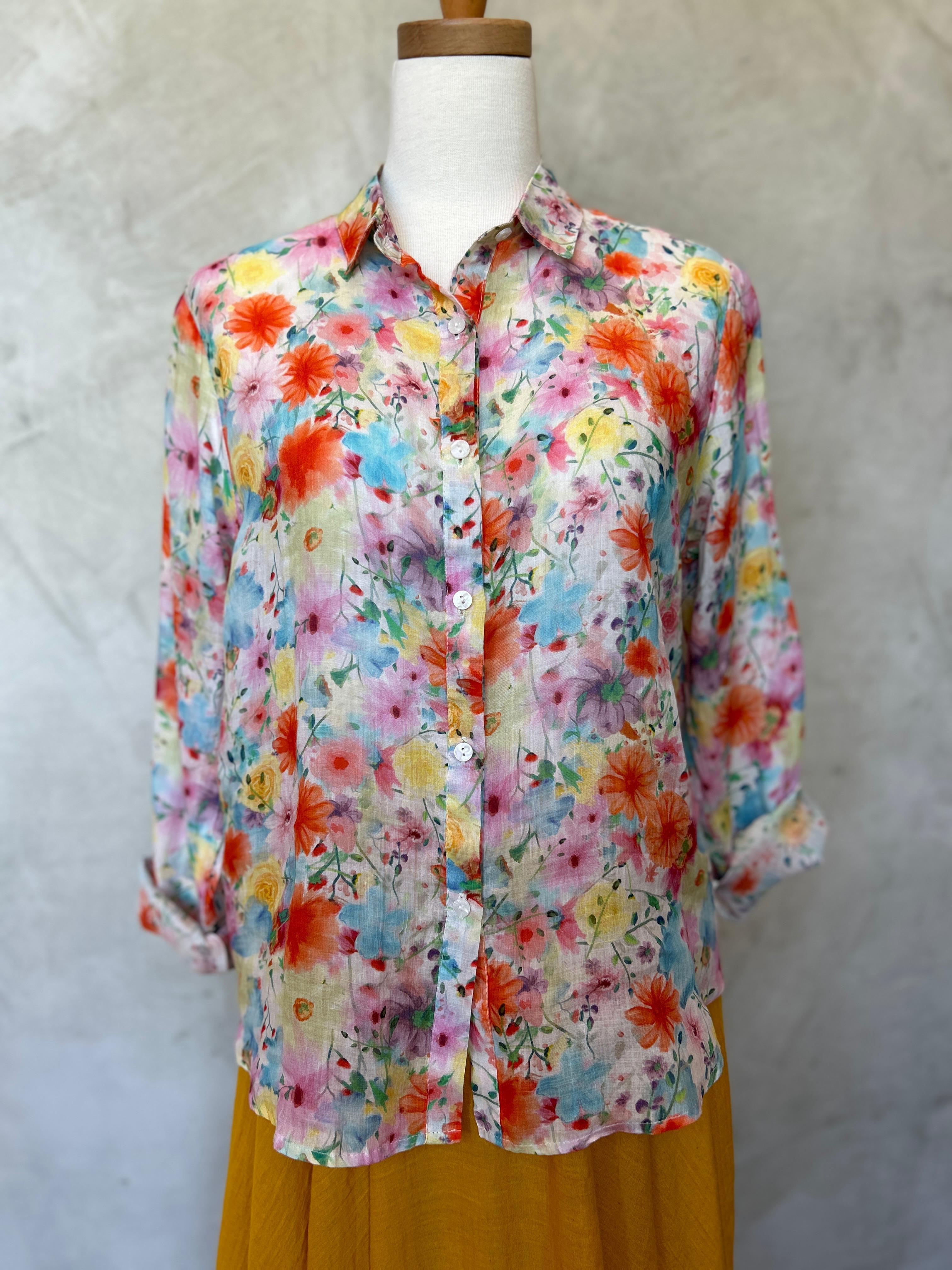 Floral Shirt - Scarlet Blossom