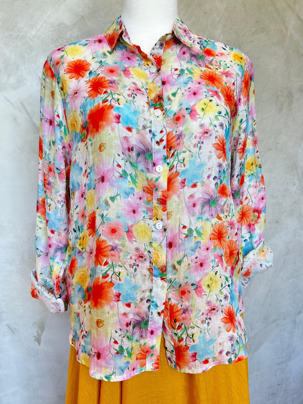 Floral Shirt - Scarlet Blossom