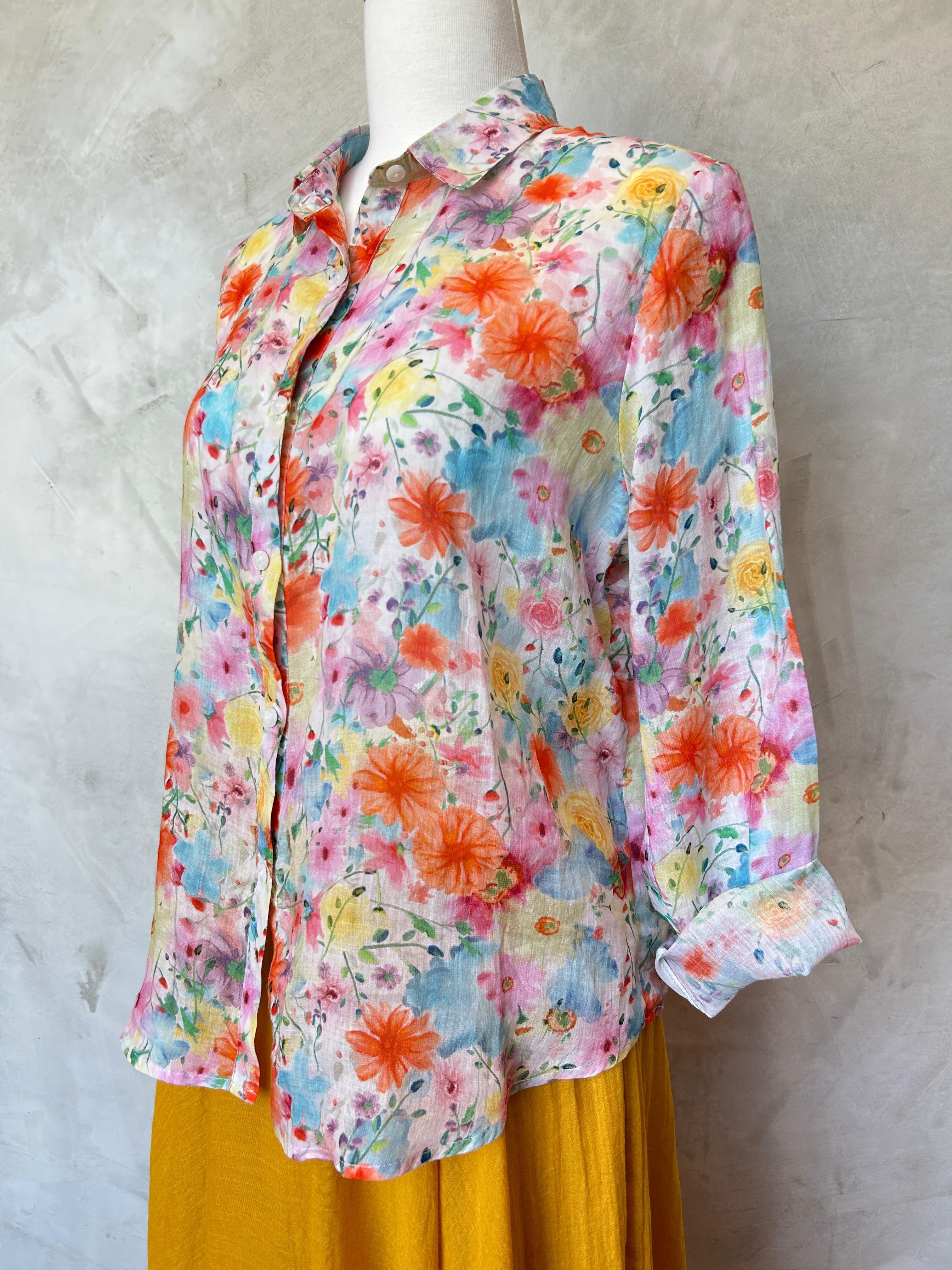 Floral Shirt - Scarlet Blossom