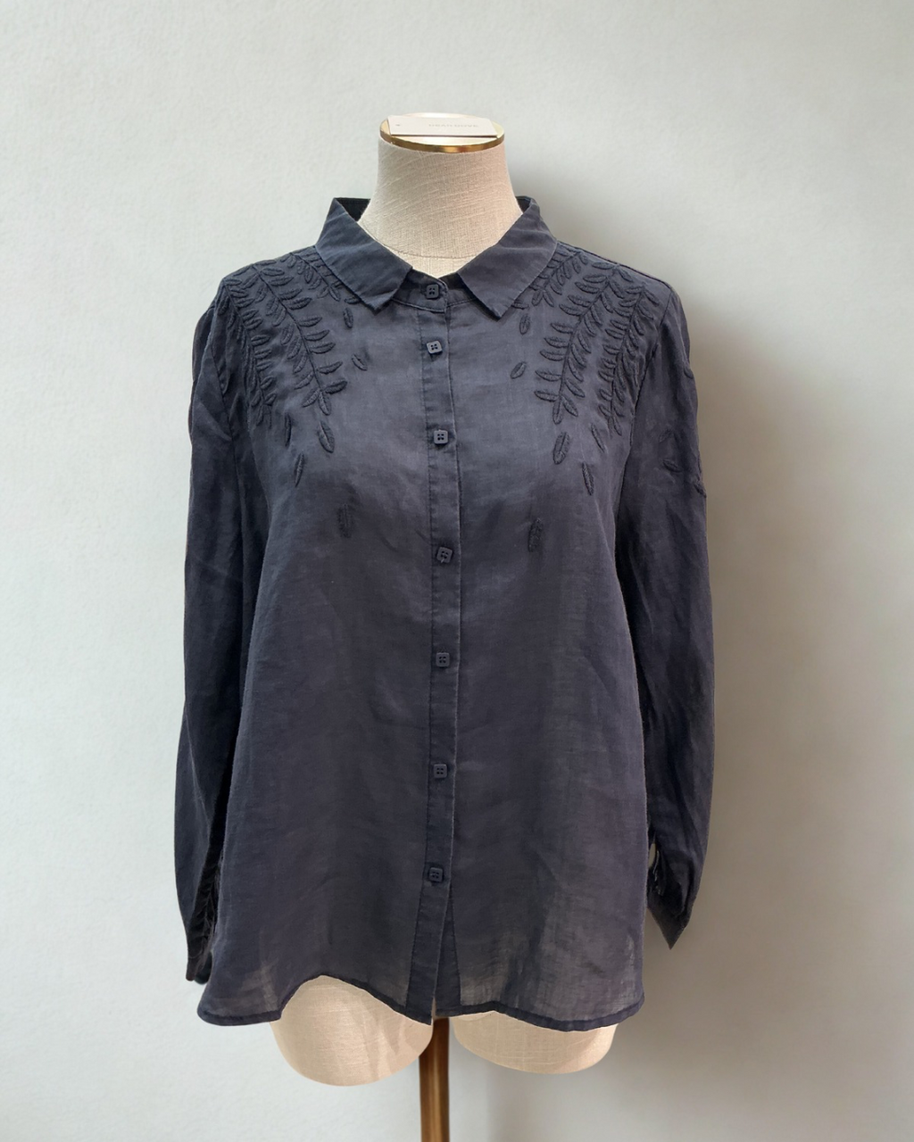 Embroidered Leaf Linen Shirt
