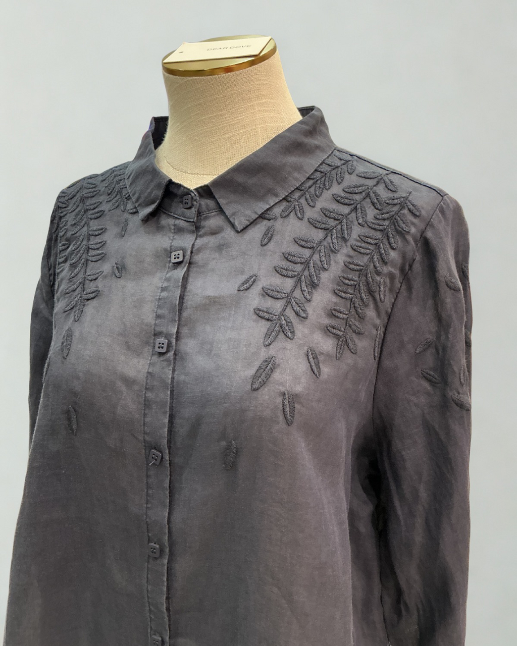 Embroidered Leaf Linen Shirt
