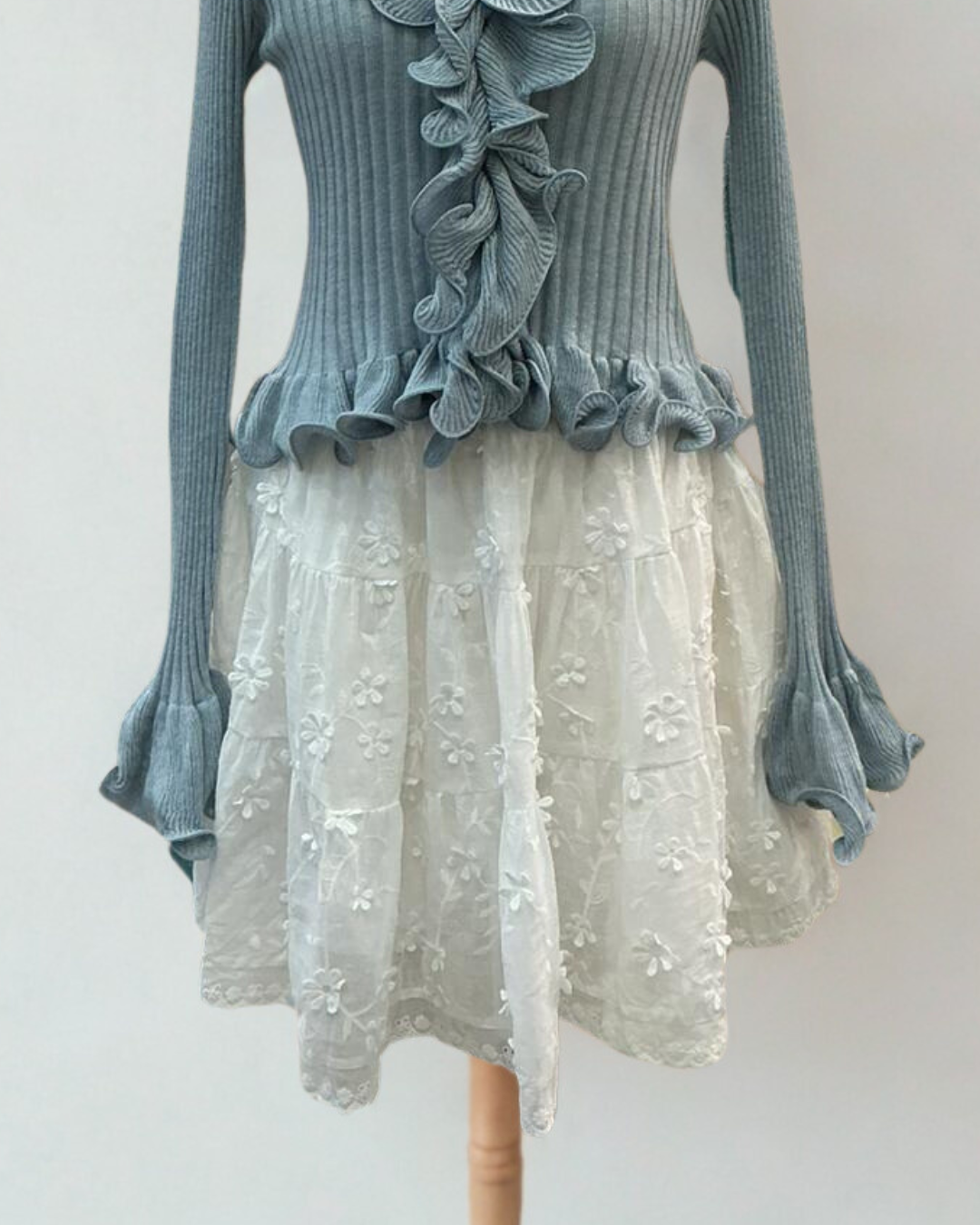 3D Embroidered Floral Skirt