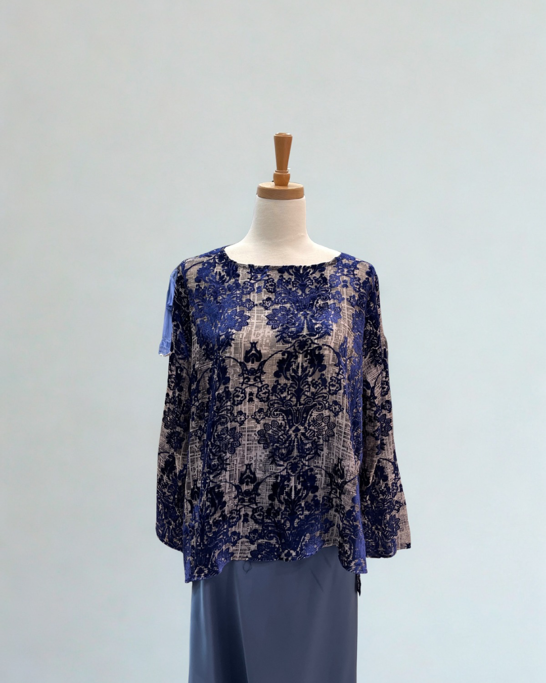 Blue Silk Velvet Blouse