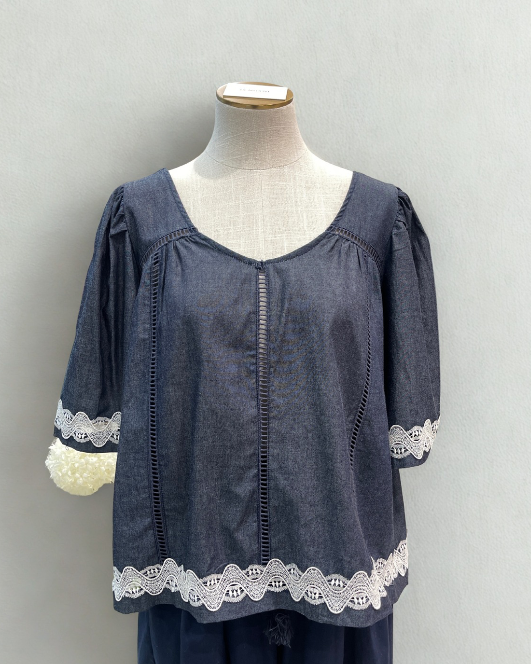 Embroidered denim blouse