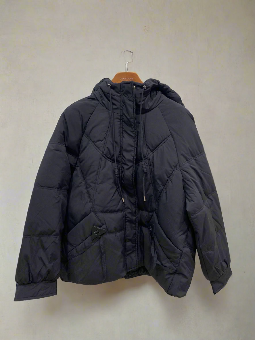 Black Feather Down Puffer Jacket