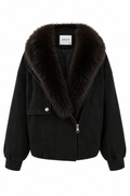 Donna Suede Jacket with Fur Collar