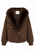 Donna Suede Jacket with Fur Collar